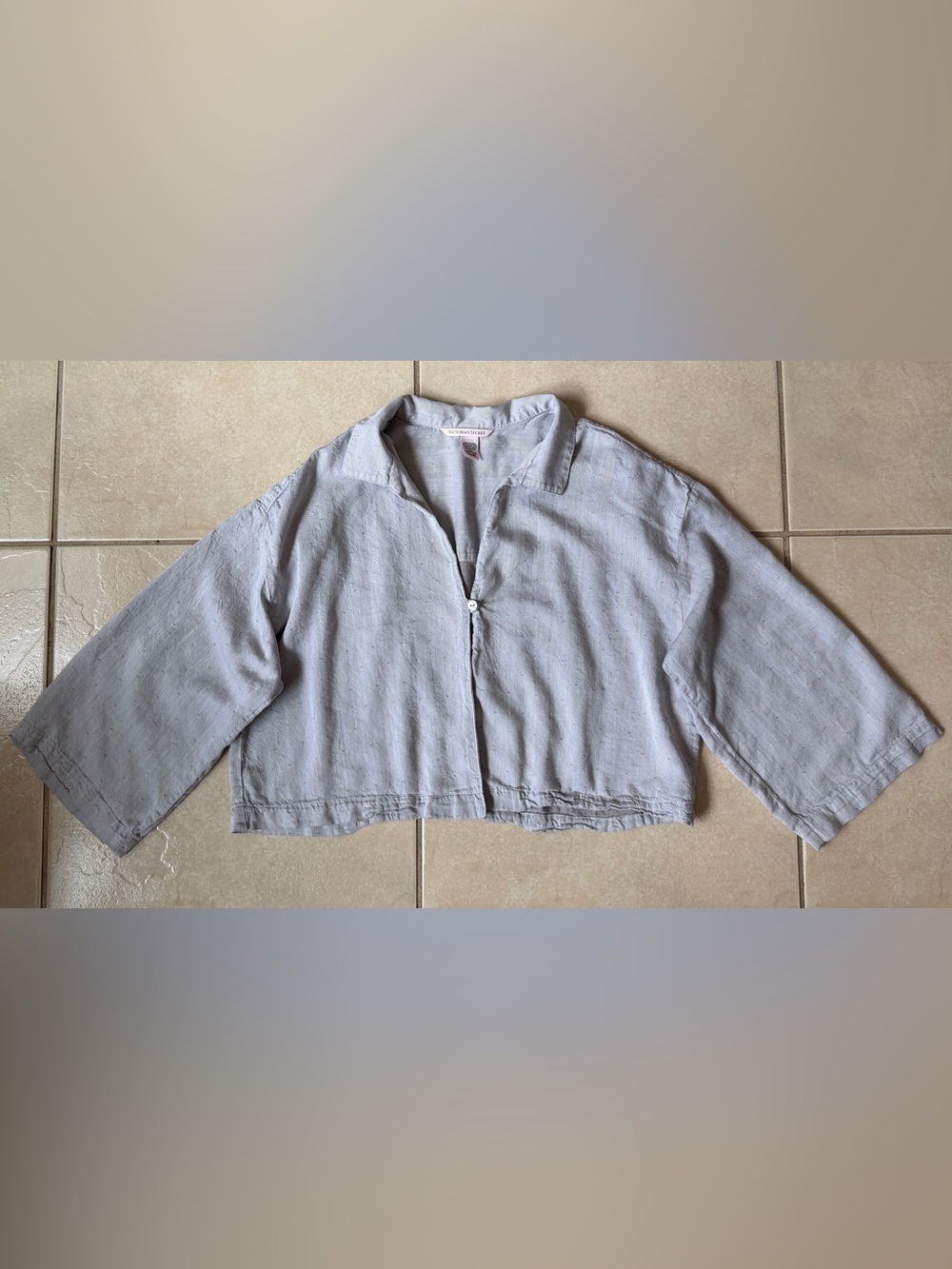 Victoria's Secret Taupe Herringbone Flyaway Pajama Top M Modal Cotton Crop Shirt
